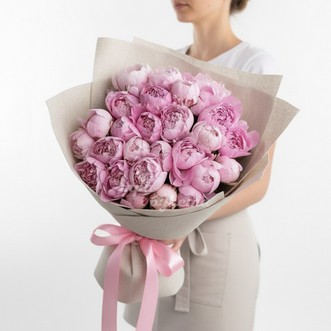 27 пионов Сара Бернар в крафте