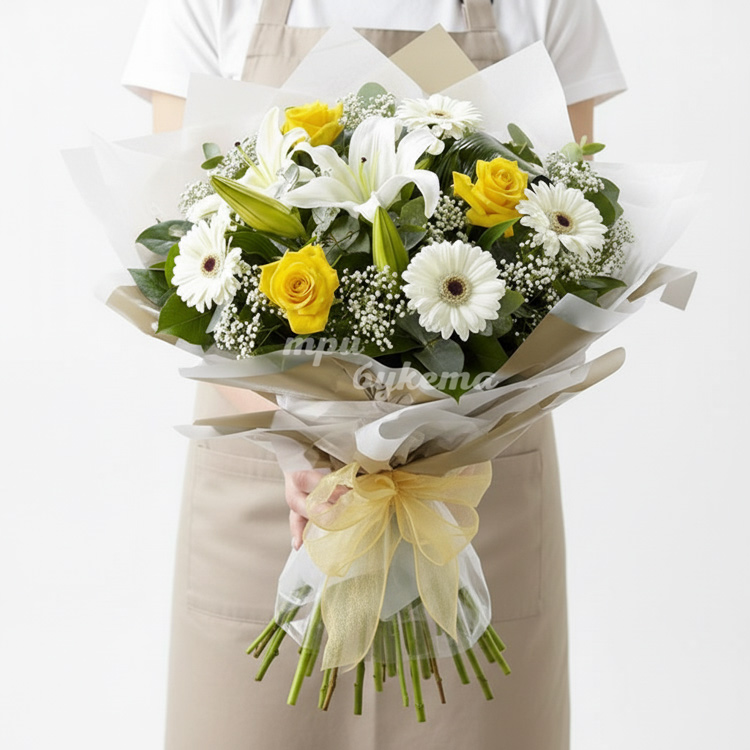 Букет из восточной лилии и гербер