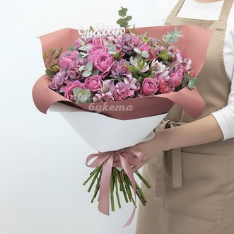 Букет на День Валентина из гвоздик