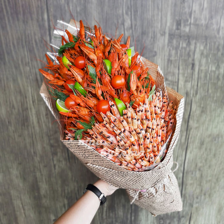 Букет из раков и креветок